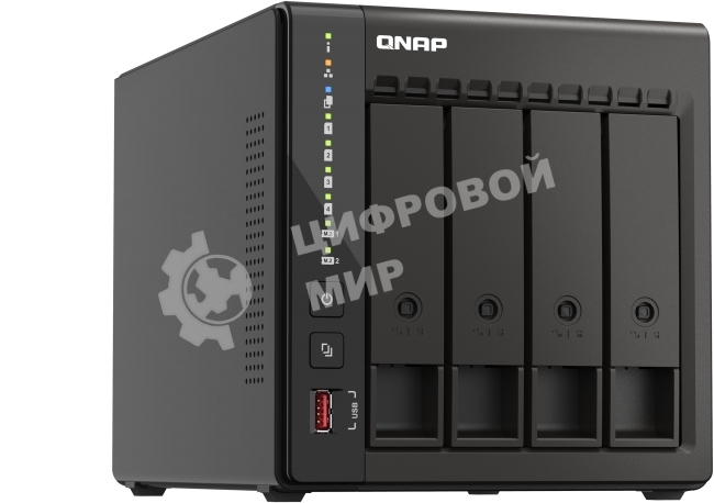 Сетевое хранилище SMB QNAP TS-453E-8G NAS, 4-tray w/o HDD. 2xHDMI-port. 4-core Celeron J6412 2-2.6 GHz, 8Gb DDR, 2x2.5Gb LAN, 2 x M.2 2280 PCIe Gen 3 x2, 2x USB 3.2 Gen 2 (10Gbps) Port, 2x USB 2.0 port