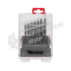 Набор сверл по металлу Kranz 1-10 мм (через 0,5 мм), 19 шт. HSS 4241 Ш/Х