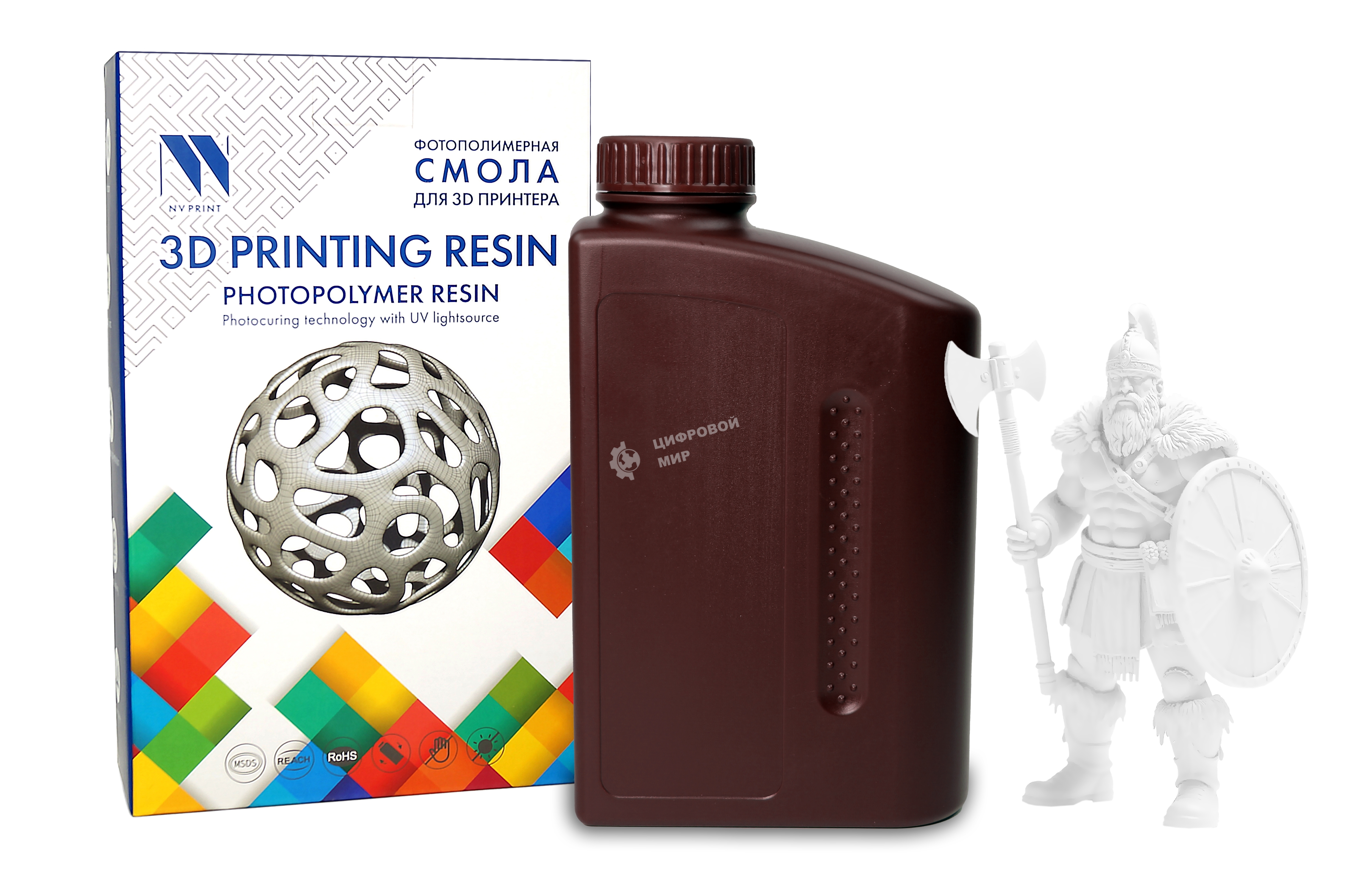 Фотополимерная смола NVPrint ABS Like Resin белый для 3D печати 1 кг (бут)