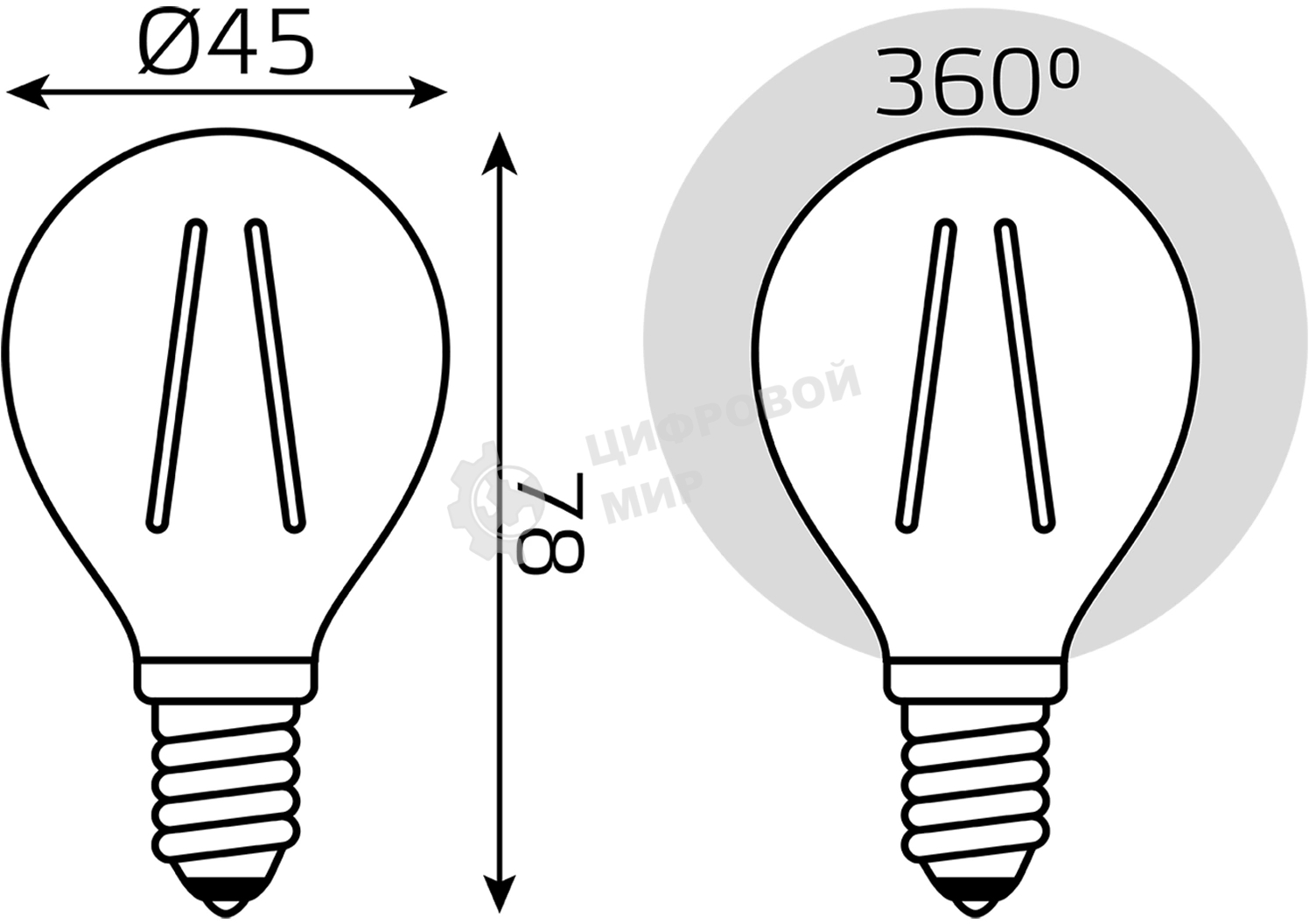 Лампа светодиодная филаментная Gauss Filament 10Вт цок.: E14 шар св. свеч. бел. нейт. (упак.: 10 шт)