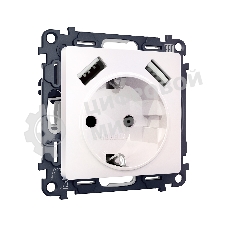 Комплект механизма электрической розетки ALFA Жемчуг 2USB A+A 18W (быстрая зарядка) с/з QUANT (AP2090, VM155) MA209010