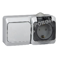 Блок ОП Этюд (1-кл. выкл. + евророз. защ. шторки) IP44 сер. SchE