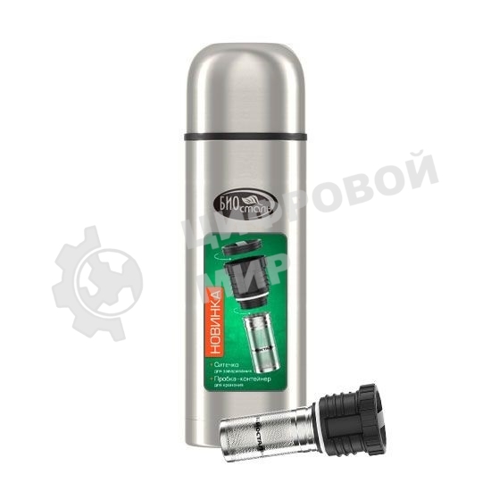 Термос Biostal Охота (1,2 литра), 2 чашки, с ситечком, стальной