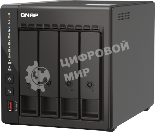 Сетевое хранилище SMB QNAP TS-453E-8G NAS, 4-tray w/o HDD. 2xHDMI-port. 4-core Celeron J6412 2-2.6 GHz, 8Gb DDR, 2x2.5Gb LAN, 2 x M.2 2280 PCIe Gen 3 x2, 2x USB 3.2 Gen 2 (10Gbps) Port, 2x USB 2.0 port