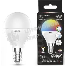 Лампа светодиодная Шар Gauss 6W E14 RGbW+димирование LED