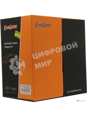 Кабель ExeGate UTP 4 пары кат.5e CCA, 24AWG, внешн., без троса, бухта 305м, черный, PE