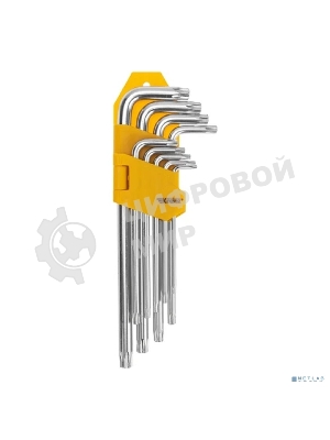 Набор ключей имбусовых Tamper-Torx Kranz 9 шт., ТТ10-ТТ50, закаленные, удлиненные, никель