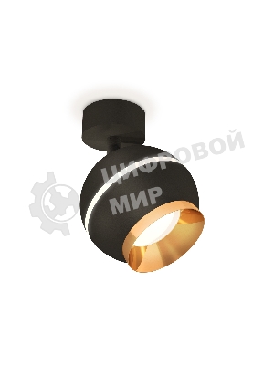Комплект поворотного светильника Ambrella light XM1102004 SBK/PYG черный песок/золото желтое полированное MR16 GU5.3 LED 3W 4200K