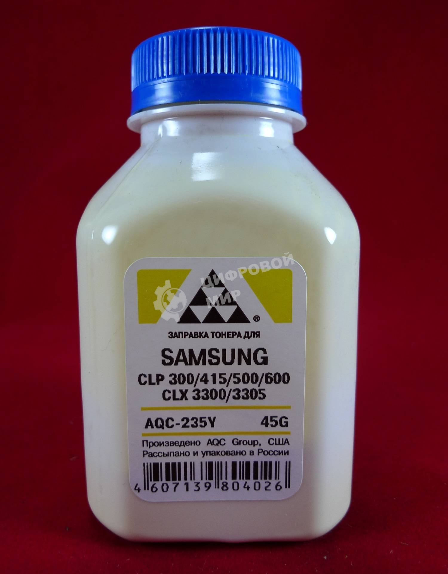 Тонер Samsung CLP 300/315/320/325/360/415/500/510/600/610/660/CLX3300/3305 Yellow, (фл.45г.) AQC фас. Россия
