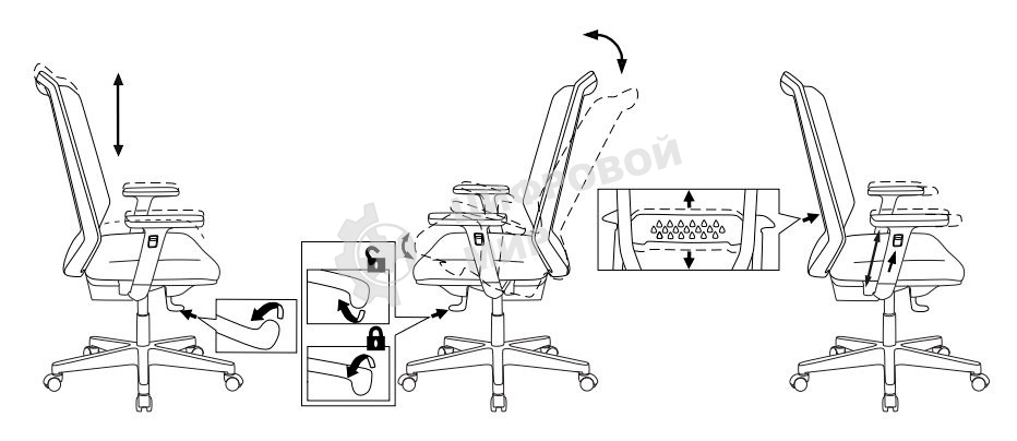 Кресло компьютерное Бюрократ MC-W611N TW-04 38-417 темно-серый, сетка/ткань, крестовина пластик, пластик белый