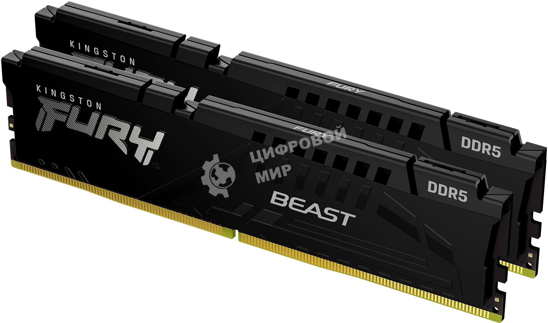 Оперативная память Kingston Fury Beast, DDR5, 16GB (2x8GB), 5600MHz, CL40, DIMM, с радиаторами, черный
