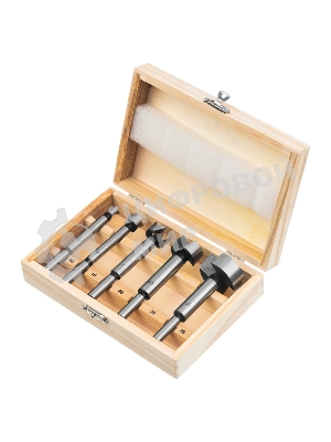 Набор сверл Форстнера по дереву Sparta 10-15-20-25-35 мм, 5 шт, в дерев. боксе, цилин. хвостовик