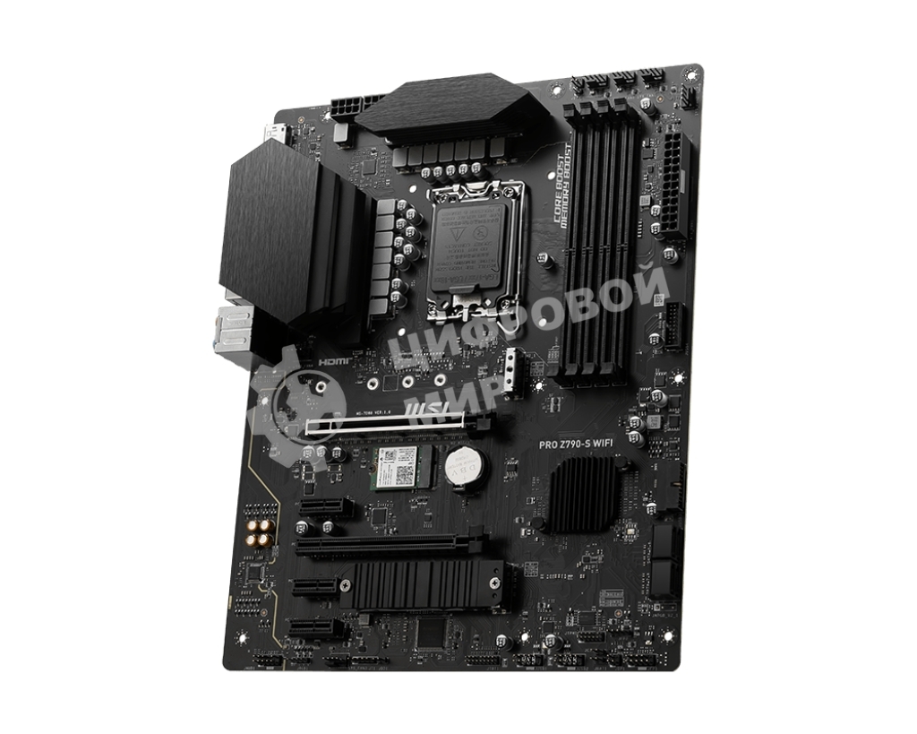 Материнская плата MSI PRO Z790-S WIFI, LGA 1700, ATX, 4xDDR5, 1xPCIe 5.0 x16, 4xM.2, 4xSATA, 1xHDMI, 1xDP, 2.5 Gigabit Ethernet, 7.1 аудио