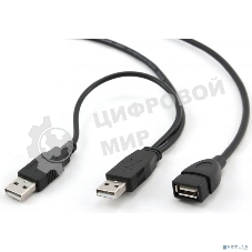 Кабель удлинитель USB 2.0 2xAM/AF 1.8м Gembird PRO, позол.конт., черный, пакет