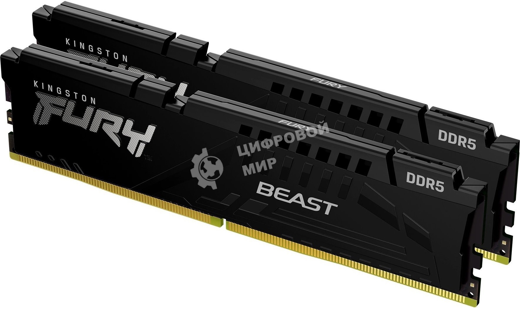 Оперативная память Kingston Fury Beast, DDR5, 16GB (2x8GB), 5600MHz, CL40, DIMM, с радиаторами, черный
