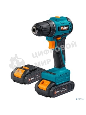 Дрель-шуруповерт Bort BAB-21-BLK, 18 В, 1,5 Ач, 50 Нм, бесщеточный