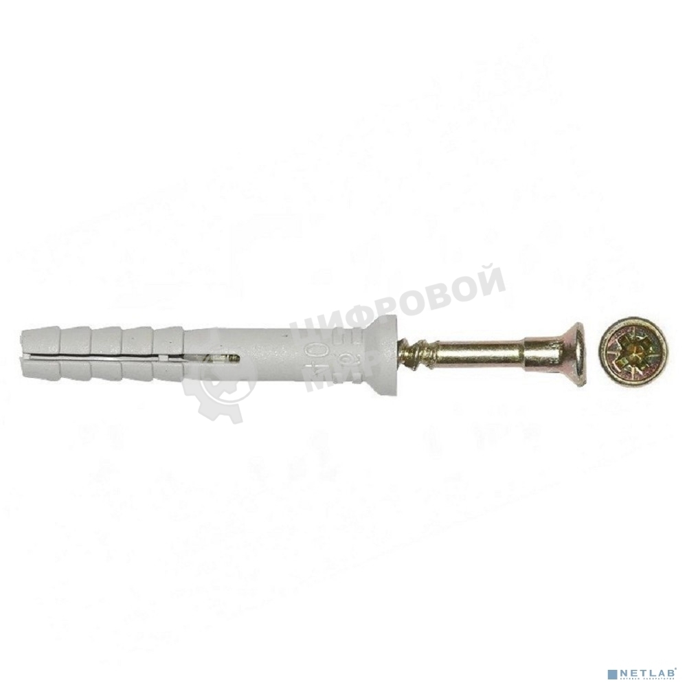 Дюбель-гвоздь Kranz грибовидный бортик, полипропилен 6х40, пакет (100 шт./уп.)