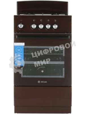 Плита газовая De Luxe 5040.48Г (Щ) 014 коричневый, конфорок 4 шт, духовка 46 л, 50 см x 85 см x 50 см