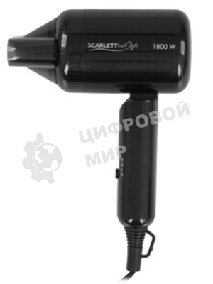 Фен Scarlett SC-HD70IT15 черный, 1800 Вт, компактный, ионизация