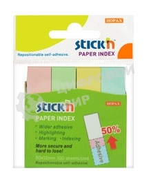Закладки самокл. индексы бумажные Hopax 21612 12x50мм 4цв.в упак. 100лист европодвес