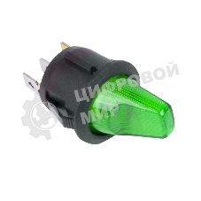 Выключатель клавишный Rexant круглый 12V 16А (3с) ON-OFF зеленый с подсветкой