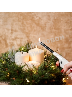 Бытовая газовая пьезозажигалка с классическим пламенем многоразовая (1 шт.) белая СК-306 Сокол