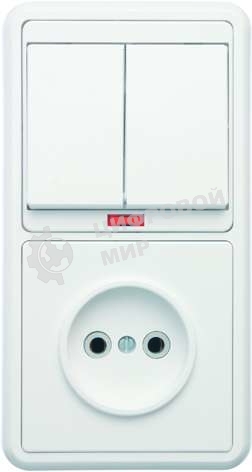 Блок Кунцево-Электро БКВР-213 Бэлла (2-кл. выкл. с инд. + розетка) белый