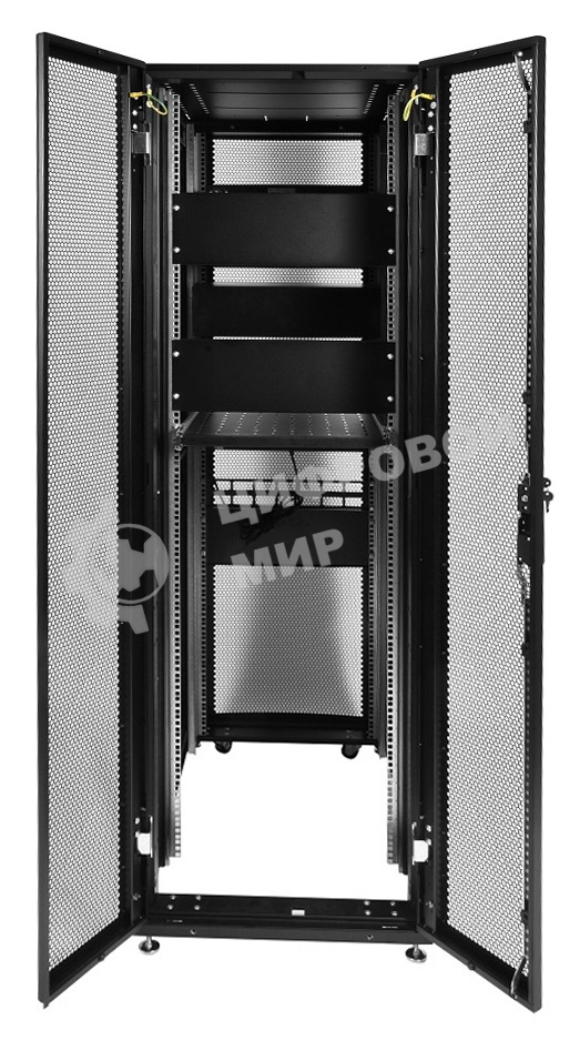 Шкаф серв. ПРОФ нап. 42U (600x1000) дверь перфорированная 2 шт., цвет черный, в сборе (ШТК-СП-42.6.10-44АА-9005) (1 коробка)