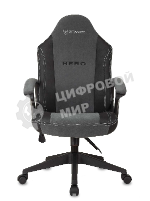 Кресло игровое Бюрократ Zombie Hero серый текстиль/эко.кожа крестов. пластик