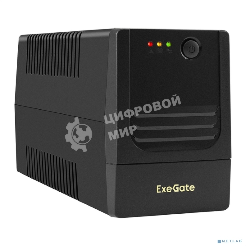 Источник бесперебойного питания ExeGate Power NB-850.LED.AVR.4C13 (850VA/510W, LED, AVR, 4*C13, батарея 12V 9Ah, черный)