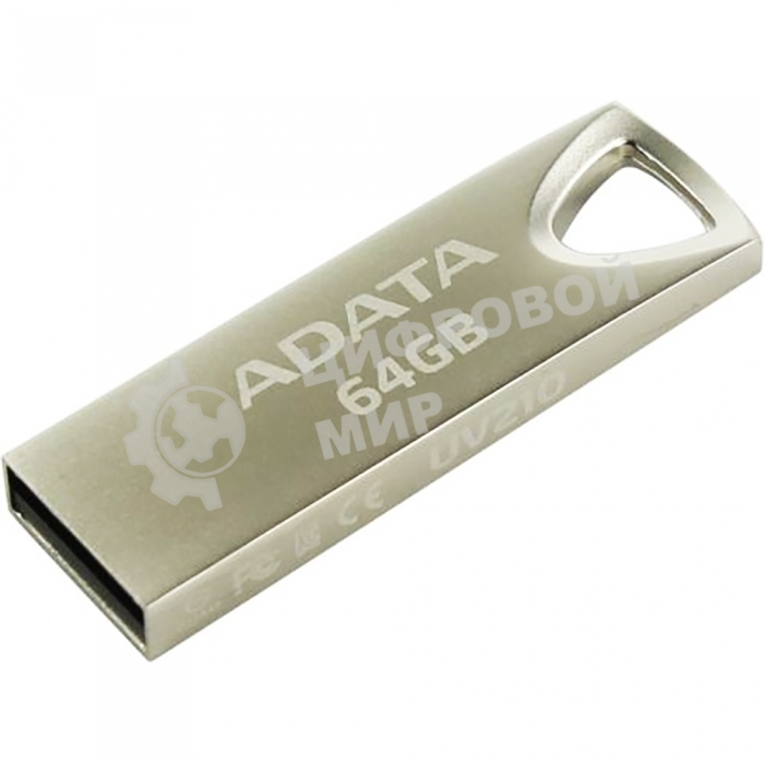 Флешка USB ADATA UV210 (AUV210-64G-RGD), 64Gb, USB 2.0, R/W 15/5, серебро