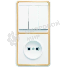 Блок Кунцево-Электро БКВР-039 Бэлла (3-кл. выкл. + розетка) зол.