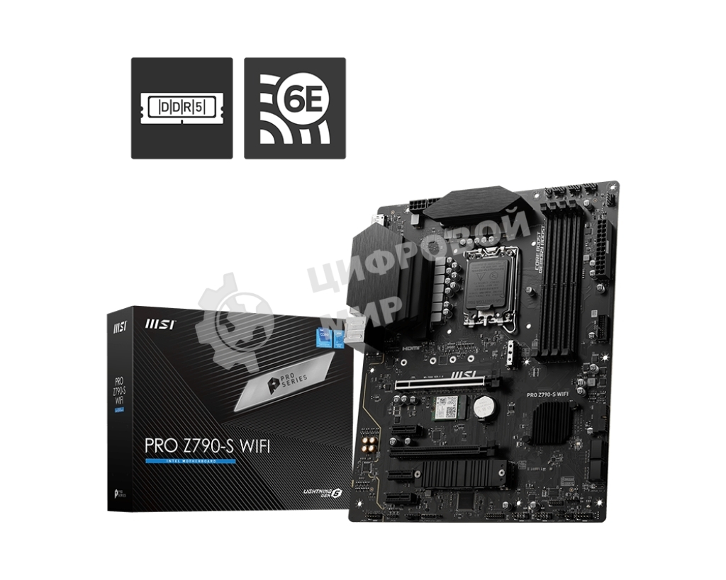 Материнская плата MSI PRO Z790-S WIFI, LGA 1700, ATX, 4xDDR5, 1xPCIe 5.0 x16, 4xM.2, 4xSATA, 1xHDMI, 1xDP, 2.5 Gigabit Ethernet, 7.1 аудио