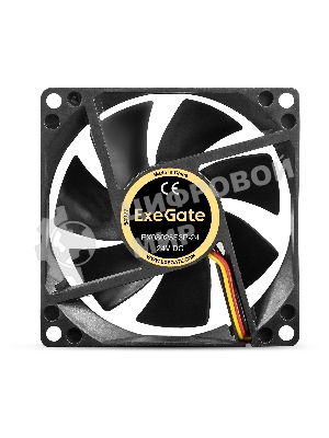 Вентилятор для корпуса ExeGate EX08025S3P-24 черный, 80 мм, 2850 об/мин, 28 дБ, 3 pin