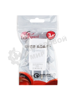 Сетевое зарядное устройство Cablexpert MP3A-PC-16, QC 3.0, 100/220V - 1 USB порт 5/9/12V, белый