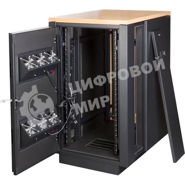 Шкаф LANMASTER SOUNDPROOF звукоизолированный 24U 750x1130 мм, отделка под дерево, цвет лиственница