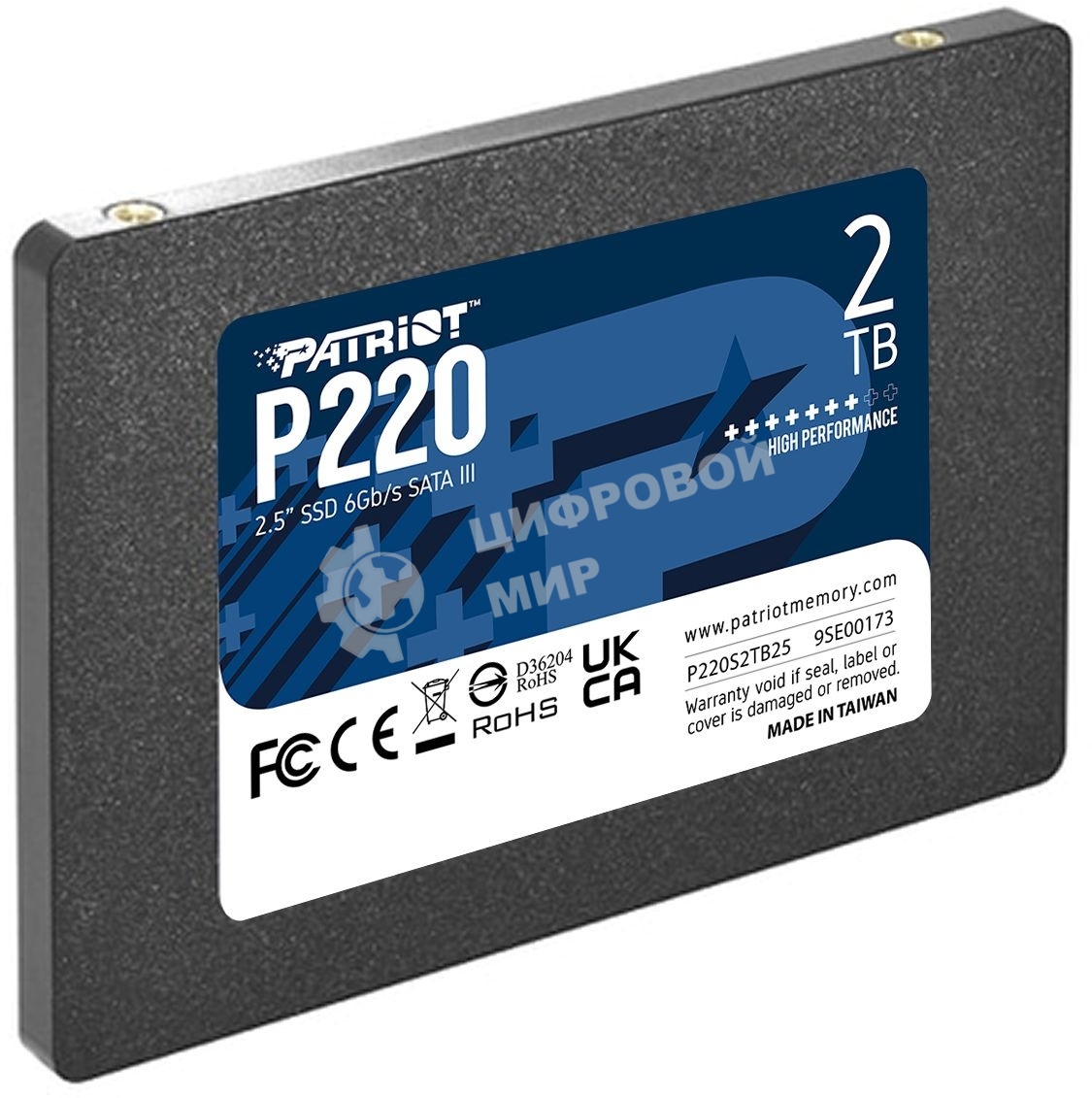 Накопитель SSD Patriot P220, 2Tb, SATA III, 2.5
