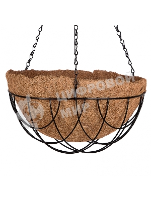 Кашпо подвесное Palisad с вкладышем из коковиты, полукруглое, диаметр 30 см