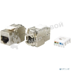 Hyperline KJ8-8P8C-C5e-180-TLS-SH-F-WH Вставка Keystone Jack RJ-45(8P8C), категория 5e, экранированная, тип 180 градусов, Toolless, белая