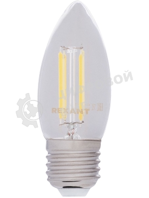 Лампа светодиодная филаментная Rexant Свеча CN35 9.5 Вт 950 Лм 2400K E14 золотистая колба