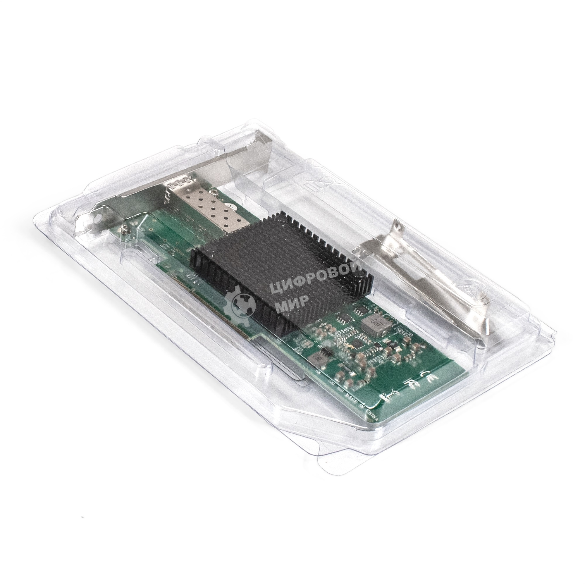 Сетевой адаптер ExeGate EXE-X520-DA1 (PCI-E x8 v3.0, порты 1xSFP+ 10Gb/s (10/5/2.5/1Gb/s, 100Mb/s), Server NIC Intel Chipset JL82599EN)