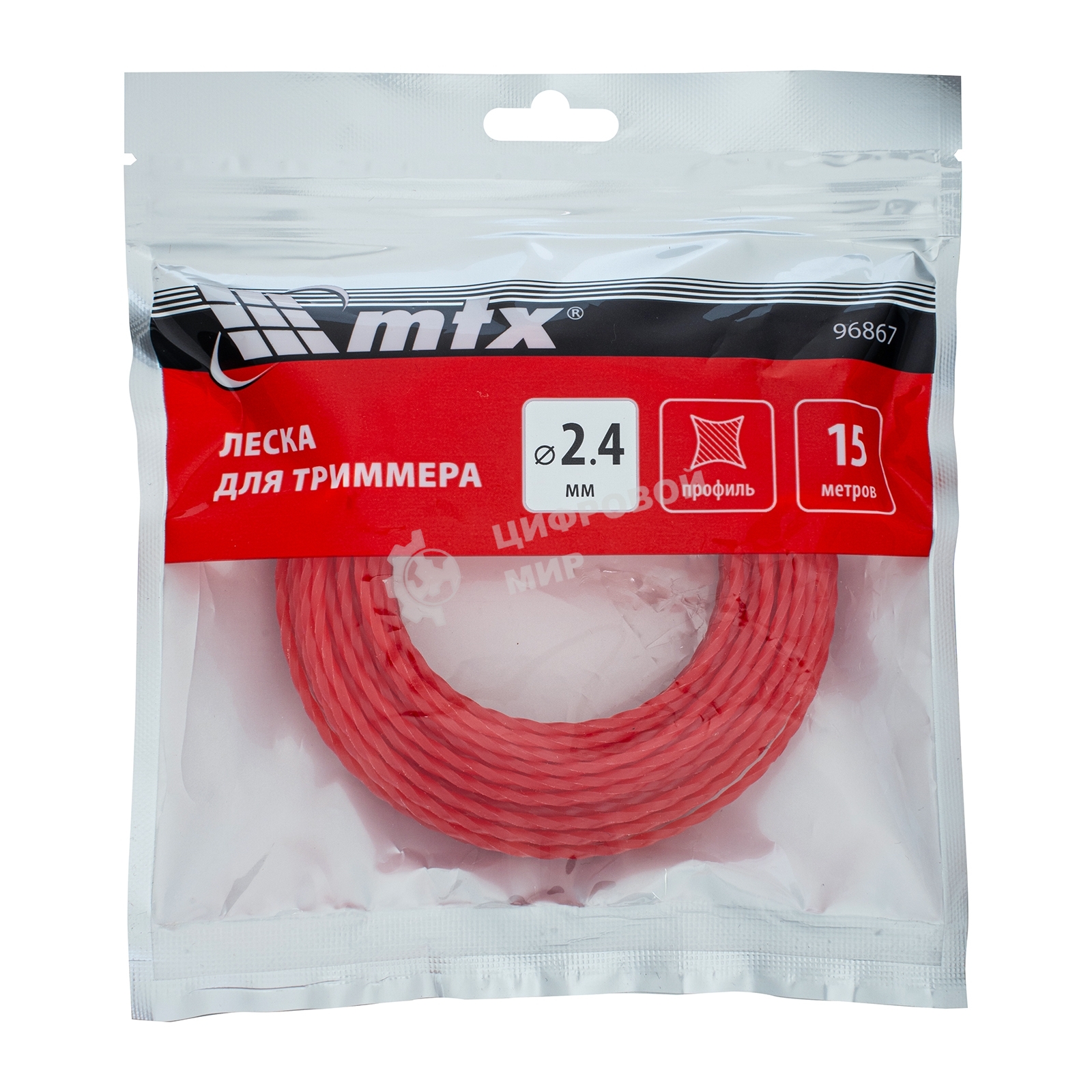Леска для триммера MTX витой квадрат 2,4 мм х 15 м