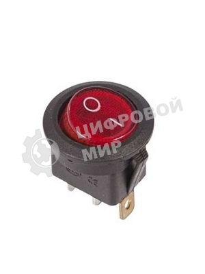 Выключатель клавишный Rexant круглый 250V 6А (3с) ON-OFF красный с подсветкой
