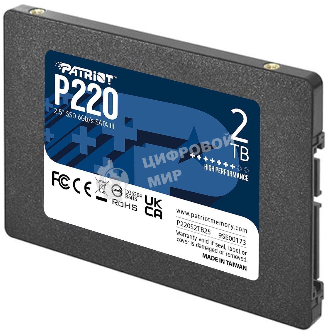 Накопитель SSD Patriot P220, 2Tb, SATA III, 2.5