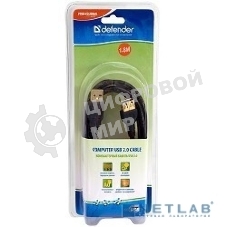 Кабель Defender PRO USB 2.0 кабель удлинительный 1.8м AM/AF, зол.конт, 2фер.фил.