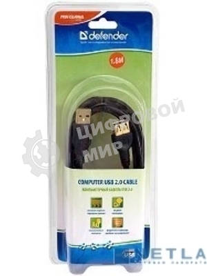 Кабель Defender PRO USB 2.0 кабель удлинительный 1.8м AM/AF, зол.конт, 2фер.фил.