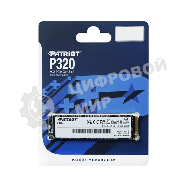 Накопитель SSD Patriot P320, 256Gb, PCIe 3.0 x4, M.2 2280, NVMe, R/W 2200/1200