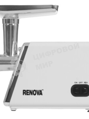 Мясорубка электрическая RENOVA MG200-R1WL белый, 2000 Вт, 2.0 кг/мин, реверс, защита от перегрузки, металлический лоток, насадки - 8