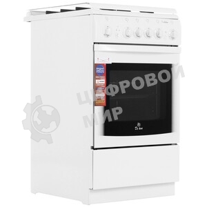 Плита газовая De Luxe 506040.03Г (КР) ЧР белый, конфорок 4 газовых, духовка 54 л, 50 см x 85 см x 60 см