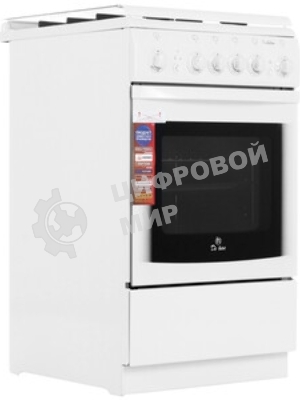 Плита газовая De Luxe 506040.03Г (КР) ЧР белый, конфорок 4 газовых, духовка 54 л, 50 см x 85 см x 60 см